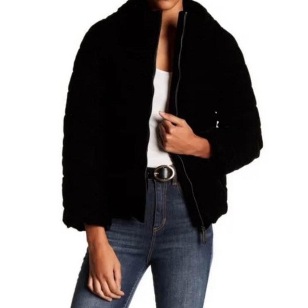 Sam Edelman Blue Velvety Puffer Jacket